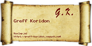 Greff Koridon névjegykártya